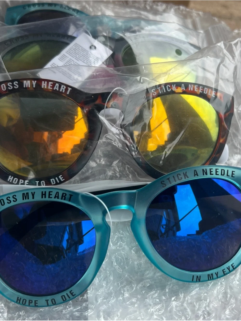 CROSS MY HEART HOPE TO DIE STICK A NEEDLE Mirrored Sunglasses Fraudster Bundle